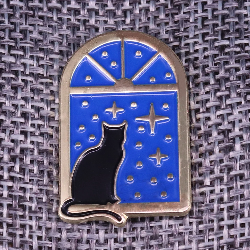 

Starry sky cat pin badge