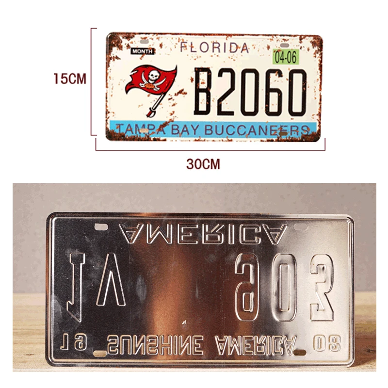 2pcs USA Car license plate number frame Metal Wall Craft Retro Garage Home Decor