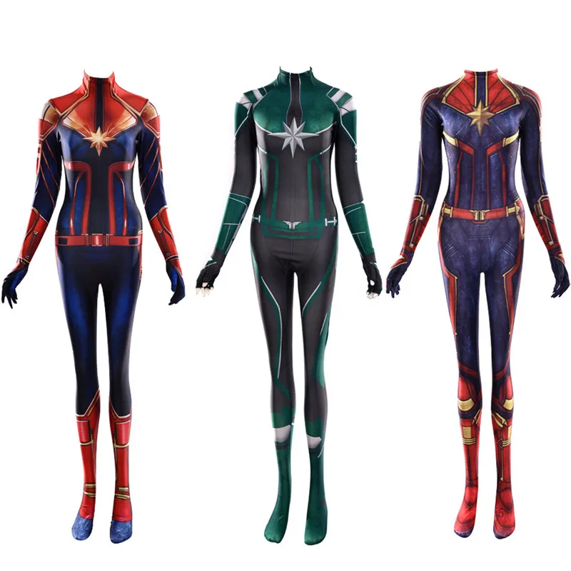 

Movie Captain Marvel Cosplay Costume Carol Danvers Avengers Superhero Zentai Bodysuit Suit Halloween Costume Women Adult Kids