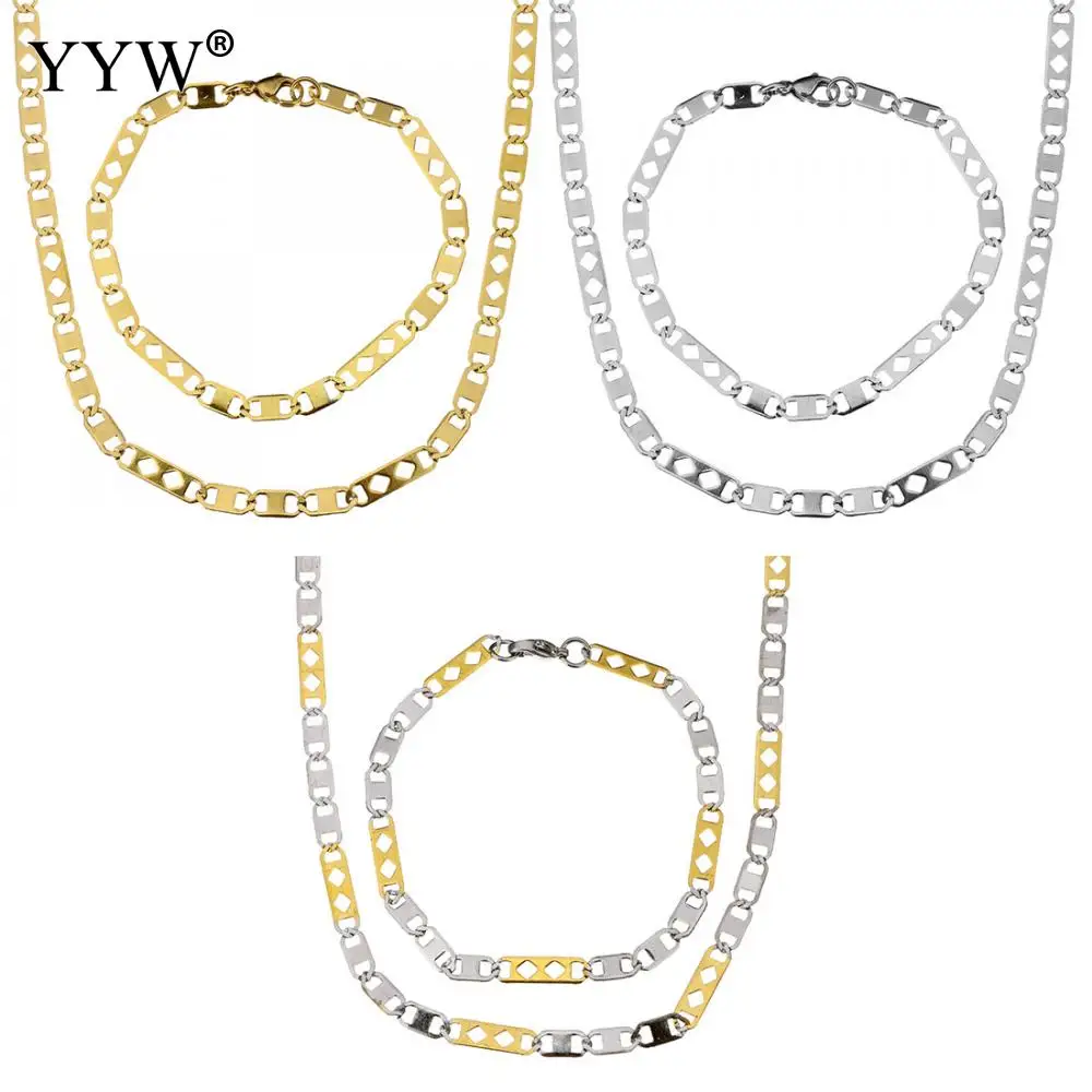 

Elegant Refine 316L Stainless Steel Necklace Mariner Chain & Bracelet For Men Women Stainless Steel Sets Fashion Jewelry Gift