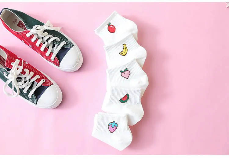 Harajuku/носки с фруктовым узором; женские хлопковые крутые короткие носки с буквенным принтом; хипстерские носки для скейтборда; забавные женские носки