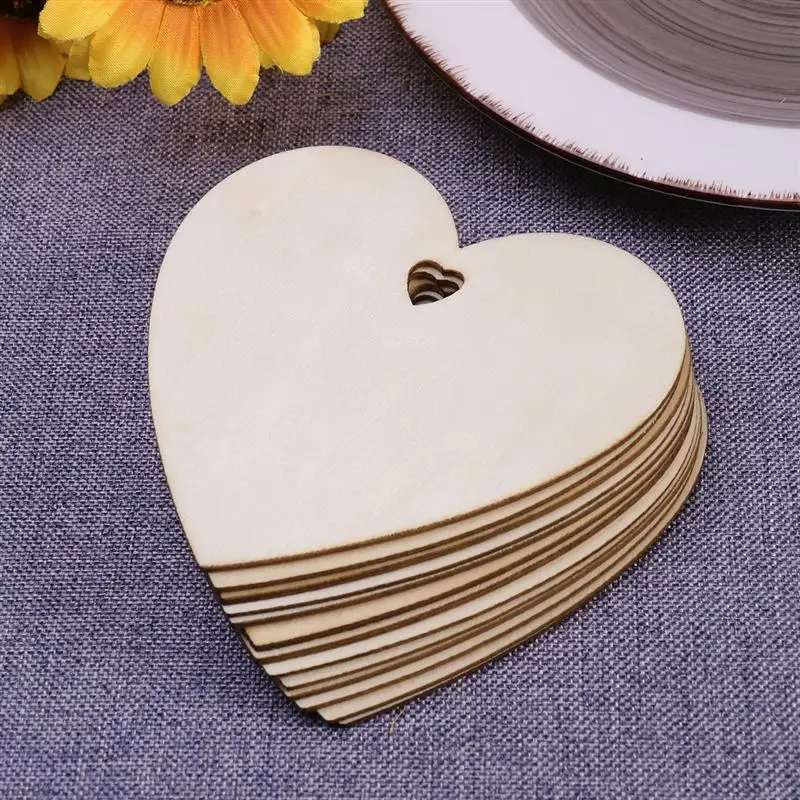 

50pcs 100mm Blank Heart Wood Slices Discs Hollow Heart Kraft Paper Gift Tags Wedding Party Favours for DIY Crafts Embellishments