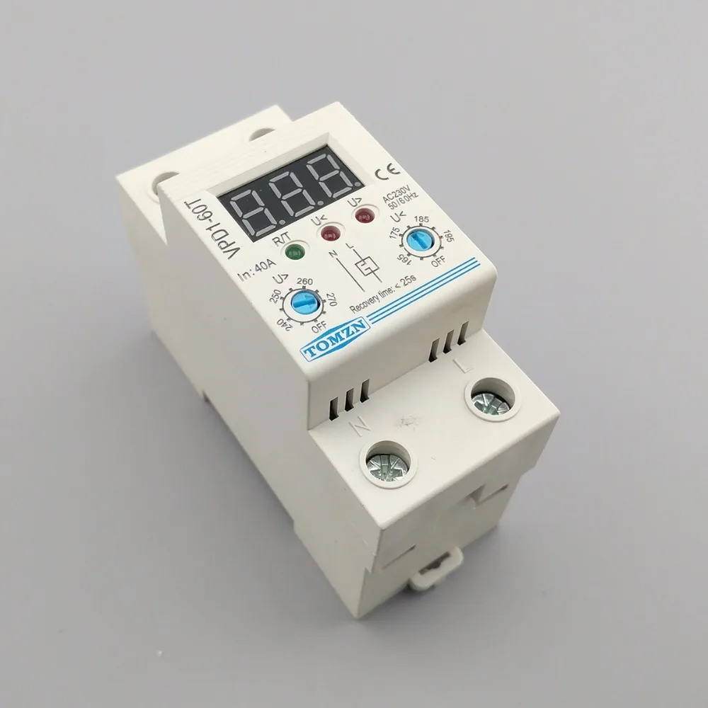 Najtaniej 40A 220V regulowany automatyczny reconnect nad napięciem i pod ochrona napięcia przekaźnik urządzenia z woltomierzem monitor napięcia