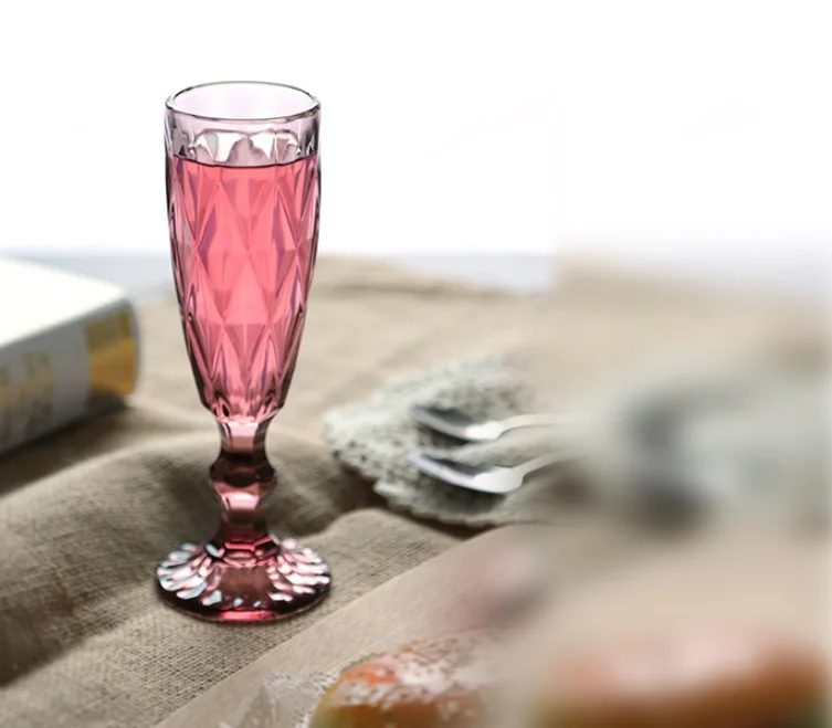 Винтажный цветной рельефный бокал для шампанского, креативная маленькая кружка стаканы для сока, бокал для дома, толстый бокал для красного вина, винный набор LFB351