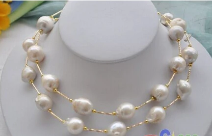 

Jewelr 004299 32" WHITE BAROQUE KESHI REBORN PEARL NECKLACE