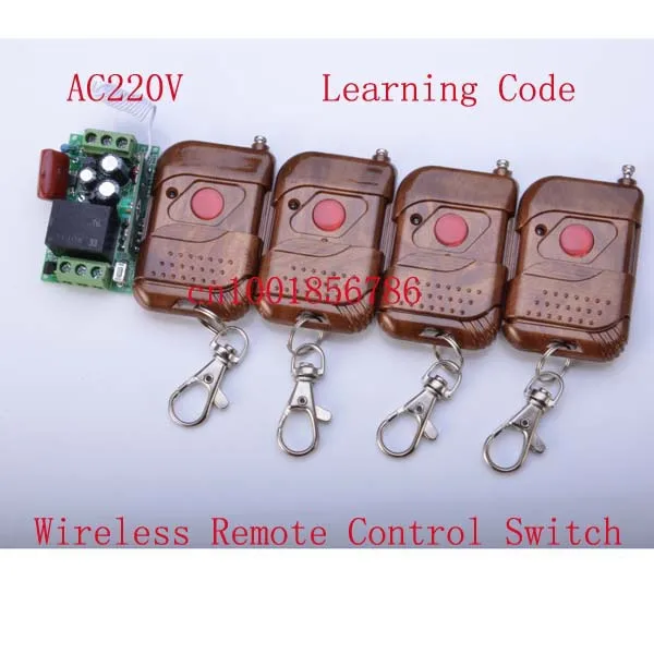 

220V 10A 1CH RF wireless remote control switch system 1Receiver &4Transmitter Learning code 315/433MHZ for LED ON/OFF