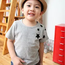 Дети Малыш Мальчик Корейская версия звезда шаблон с коротким рукавом хлопковая Футболка От 2 до 7 лет