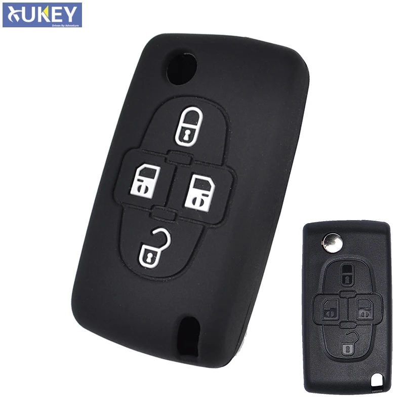 

4 Button Silicone Car Remote Key Fob Shell Cover Case For For Peugeot 1008 807 Citroen C8 Skin Holder 2007 2008 2009