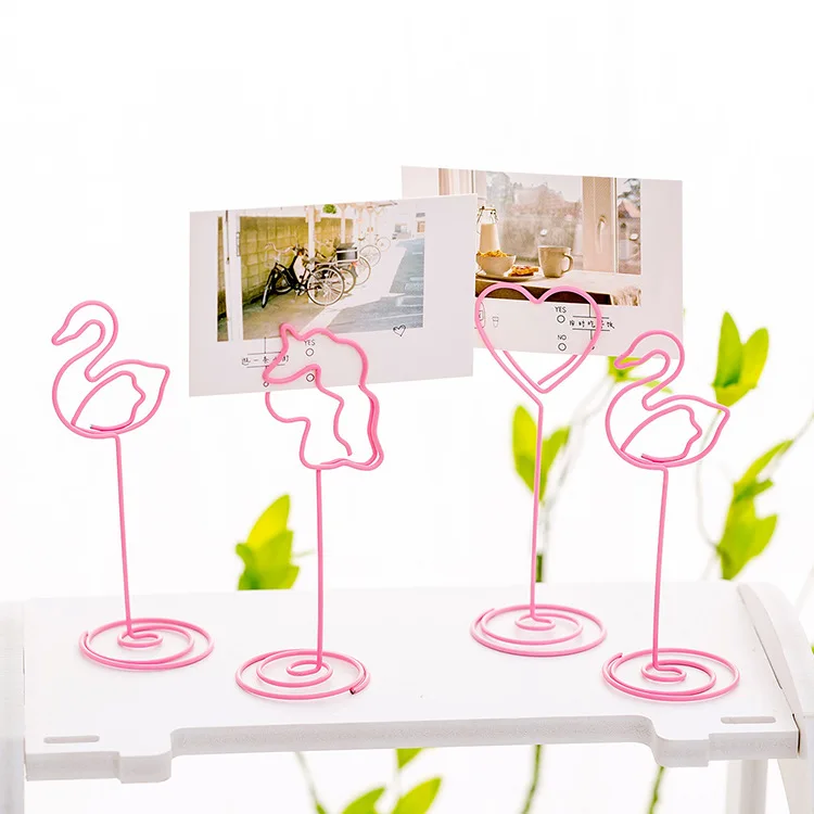 

Pink Girl Cute Heart-shaped Clip Photo Folder Flamingo Simple Office Desktop Message Note Clip Decoration