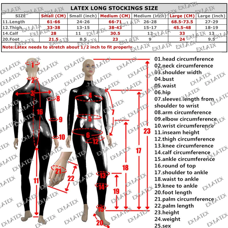 Latex Stockings Solid Women's Erotic Stockings Tights Latex Rubber Thigh High Long Stockings-