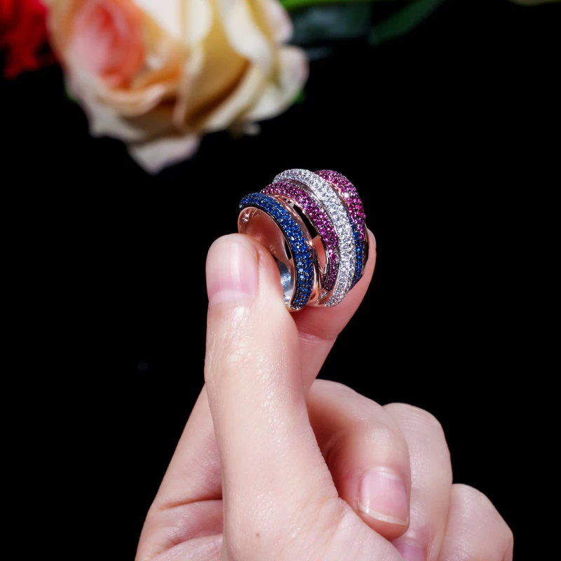 Wedding Rings Finger Rings Jewelry Rings Ring Jewelry Cubic Zircon Ring 3 Tones Gold Plated Cubic Zironium Big Wedding Engagement Bridal Finger Ring Jewelry