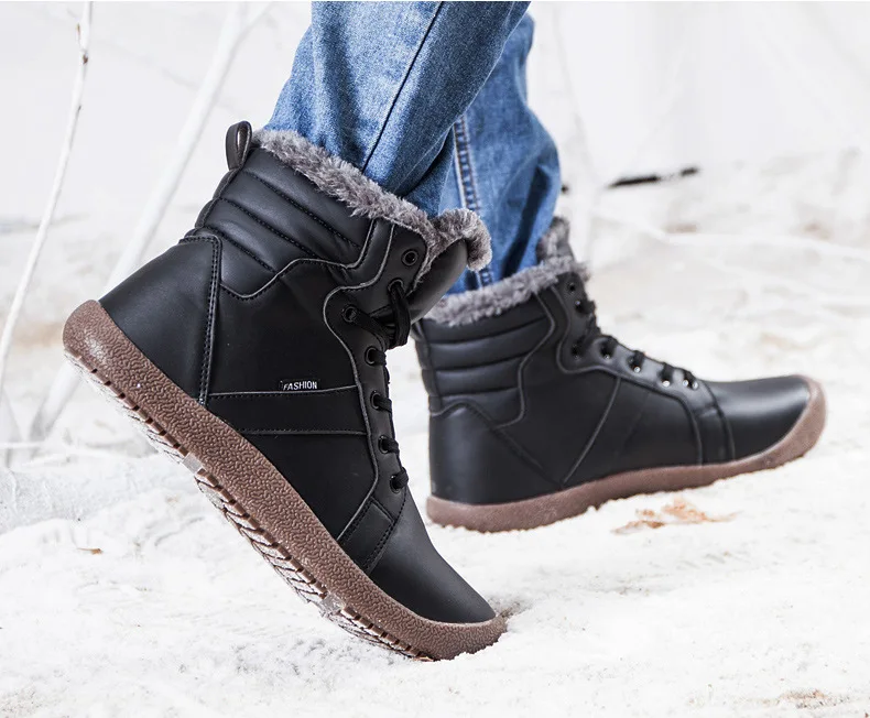 

Plus Size 35-44 Winter Men Snow Boots Warm Plush Anti-skid Ankle Boots Casual Outdoor Work Shoes Sneakers Botas Hombre Unisex