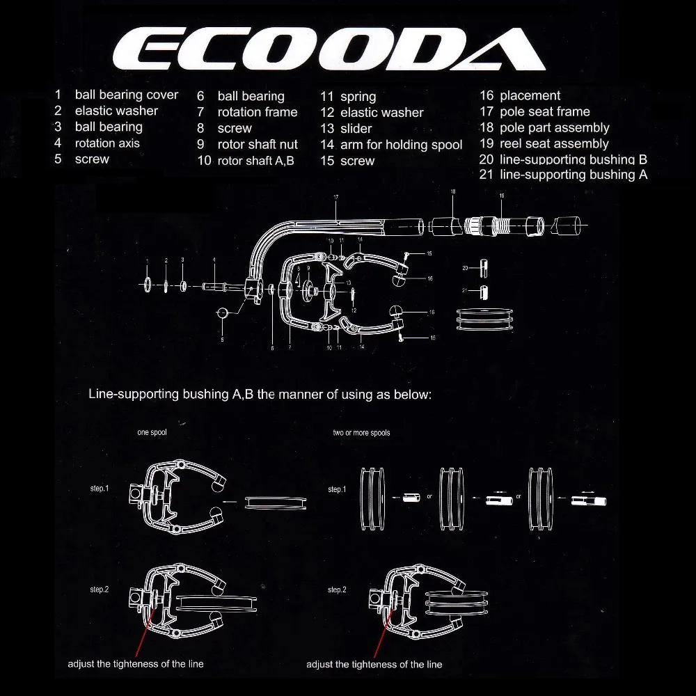 ECOODA, рыболовная леска, намотка, портативная катушка, намоточная станция, система для спиннинга или намотки, Рыболовная катушка, линия