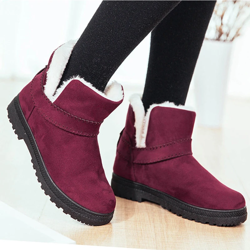 Tobillo Invierno Caliente Botas Llegada Moda 2017 negro rojo Mujeres Nueva Nieve De gris Zapatos Las Beige RqPnwn0I