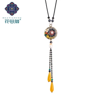 

Ethnic Tassel Handmade Fashin Pendant Necklace Alloy Flower Section Crystal Stone Shell Bead Woman Jewelry Accessories CL-17139