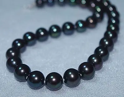 

HOT## Wholesale FREE SHIPPING Huge 18"12-13mm natural tahitian genuine black perfect pearl necklace