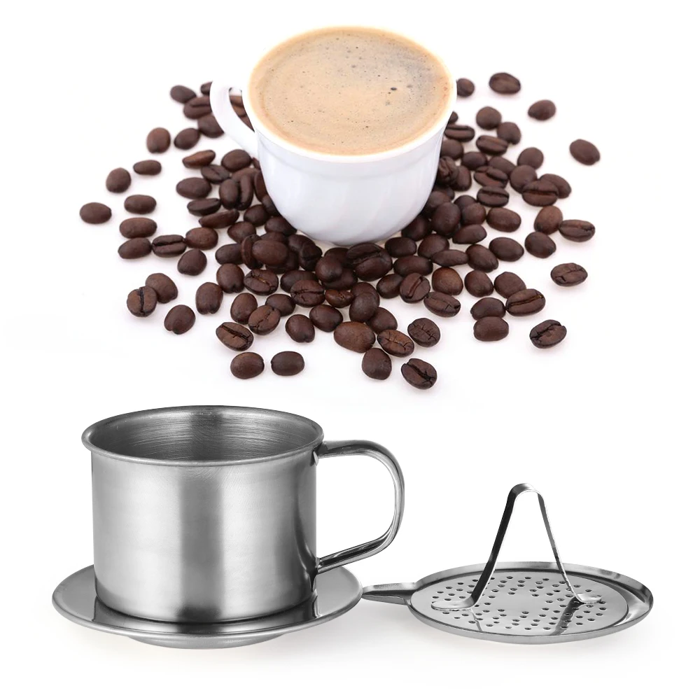 

1PC Portable Useful Stainless Steel Vietnam Coffee Drip Filter Strainer Moka Pot Simple Infuser Coffee Mug Cup Coffeeware