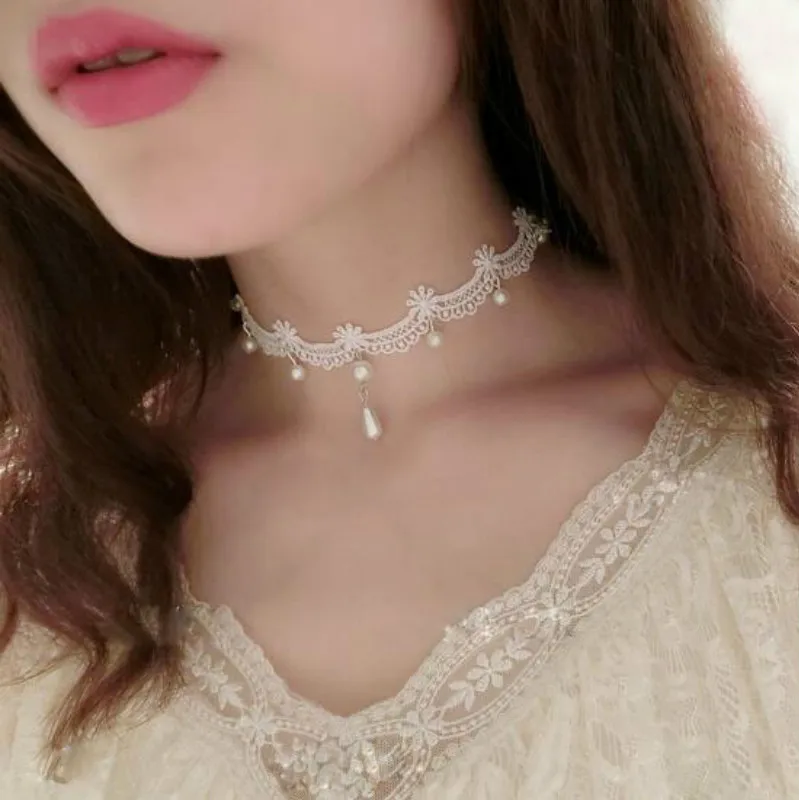 Женское кружевное ожерелье чокер с кисточками и татуировками|collares mujer|lace chokernecklace