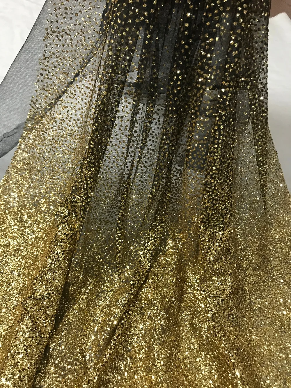 New design glued glitter african lace fabric J 6106 glued glitter