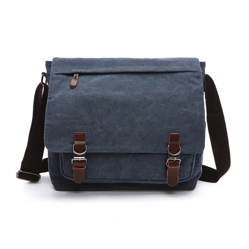Синий Хлопок холст кожаные сумки Винтаж Crossbody сумка Школьный Сумки Сумка - Цвет: Синий