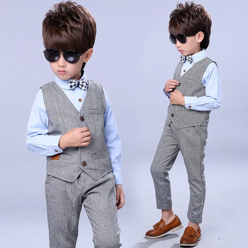 Child Vest Suit Shirts vest Pant 3Parts Clothes Set Kid Prom suit