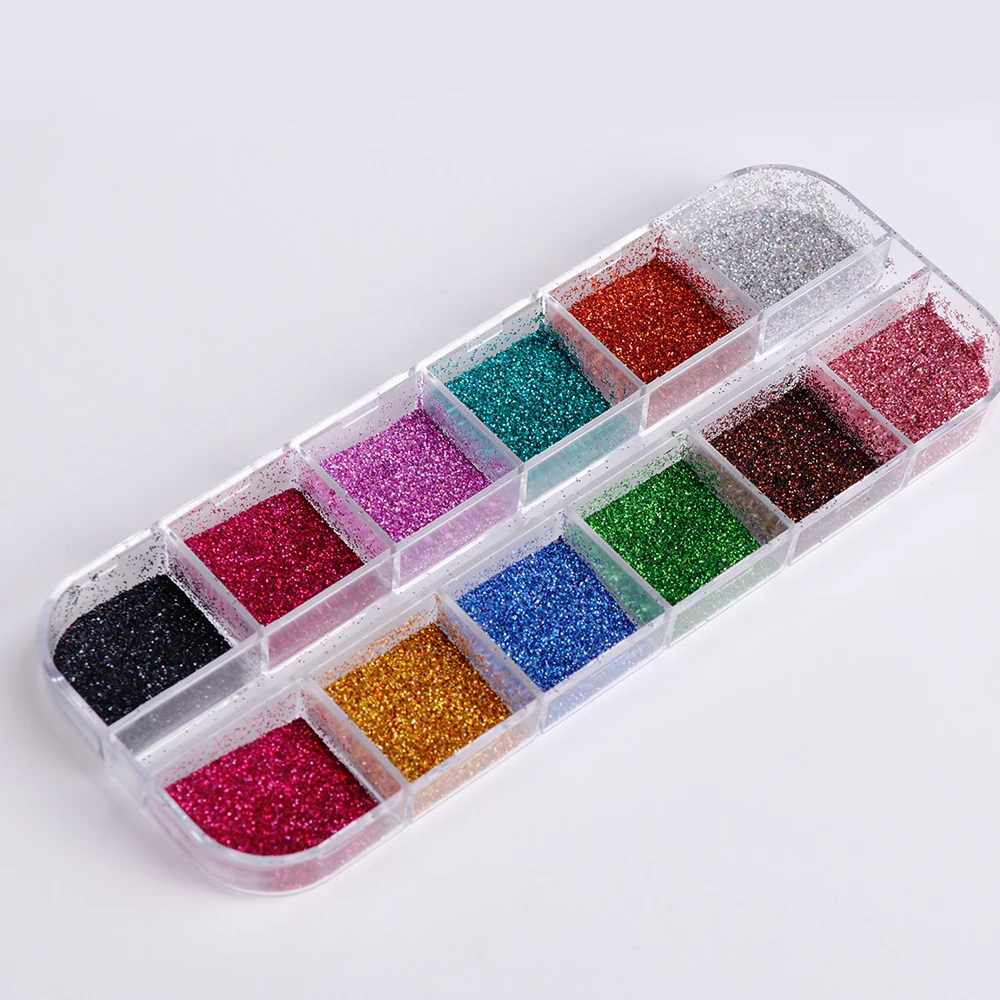 1 Set Shiny Laser Glitter Nail Powder Chrome Pigments Dust Mix Starry Holographic Color Polish Nail Art Decoration Manicure SAL