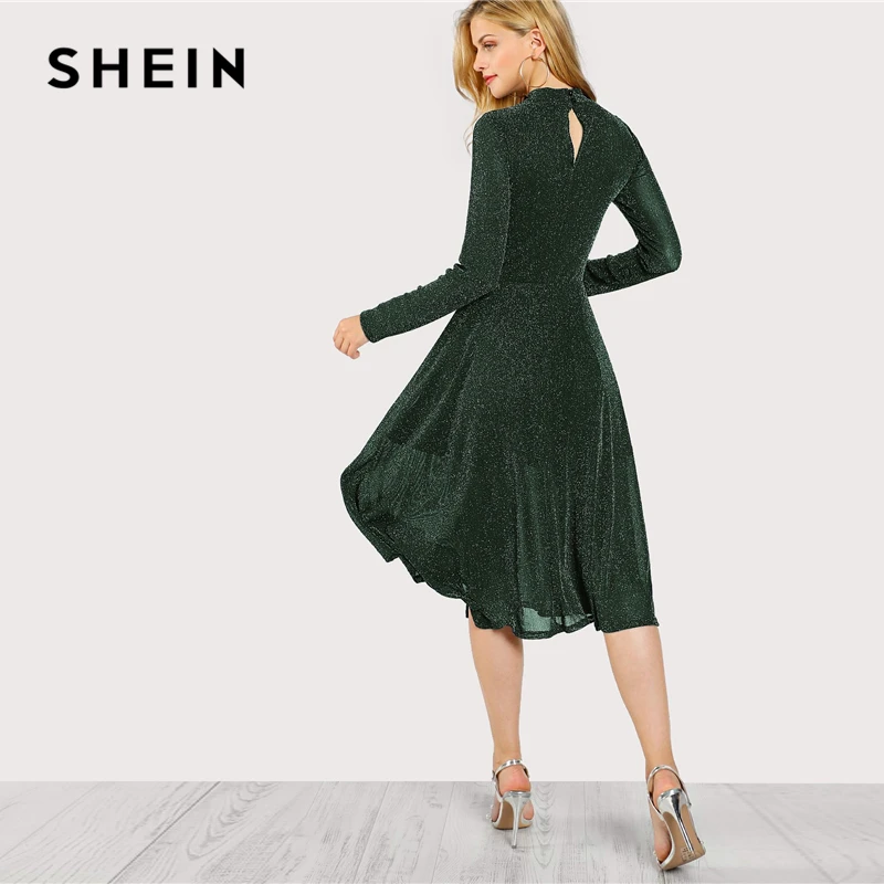 SHEIN Блестящее Нарядное Платье С Длинными Рукавами Элегантные Вечерние Женские Платья