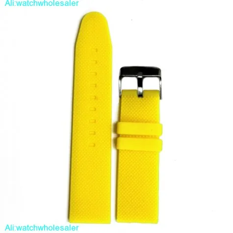 22mm Banana Yellow Silicone Jelly Rubber Ladies Watch Band Straps WB1062K22JB