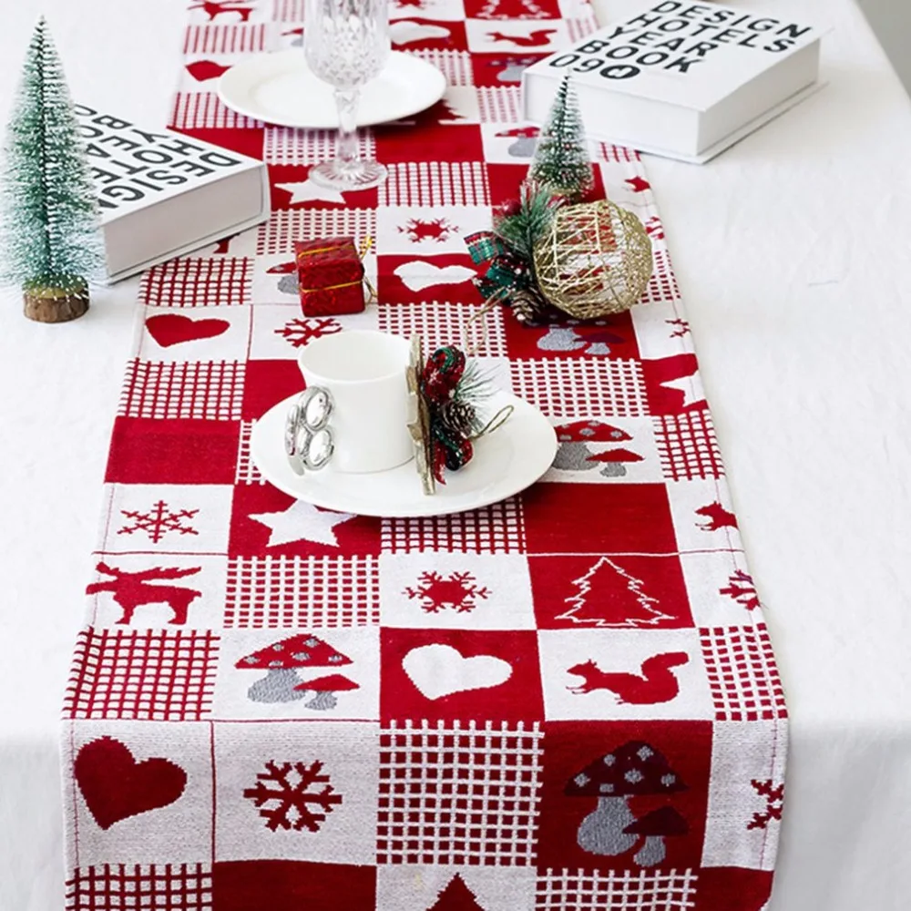 Рождественская льняная скатерть с флагом, размер 35*170 см, хлопковые льняные скатерти для свадебной вечеринки, украшение для стола, Рождественское украшение для дома