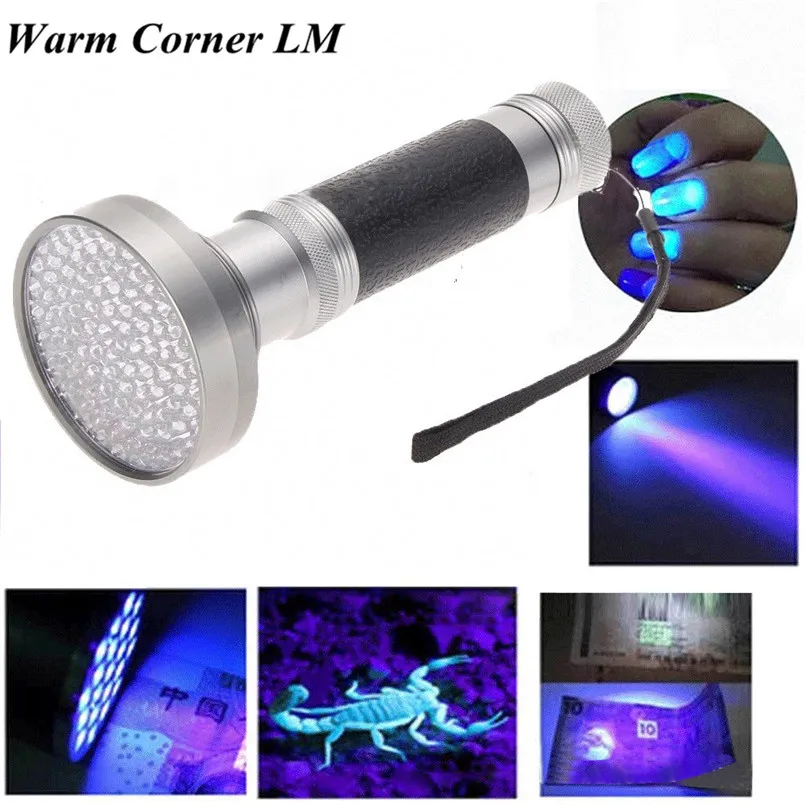 

1PC UV flashlight 100 LED UV Blacklight Scorpion Flashlight Super Bright Detection Light Outdoor Money Test Free Shipping #3O19