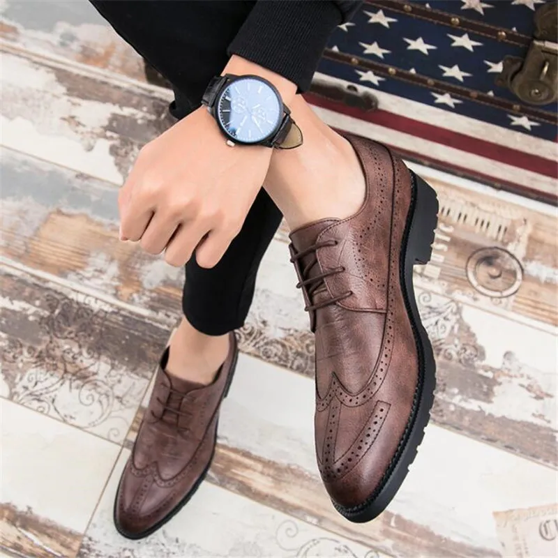 Bullock marrom Mão À Esculpida Estilo Negócios Dos Brogue Homens Formal De Sapatos Britânico Vestido Preto Oxford Grãos Couro Retro Cheio Feitas R6qC5dwpq