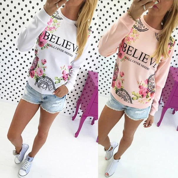 2016 New Arrvial Brand new Women Print Sweatshirt Hoodies Long Sleeve Loose Blouse Plus size S-XL Hot sale 2016 Believe Letter 2016 New Arrvial Brand new Women Print Sweatshirt Hoodies Long Sleeve Loose Blouse Plus size S-XL Hot sale 2016 Believe Letter