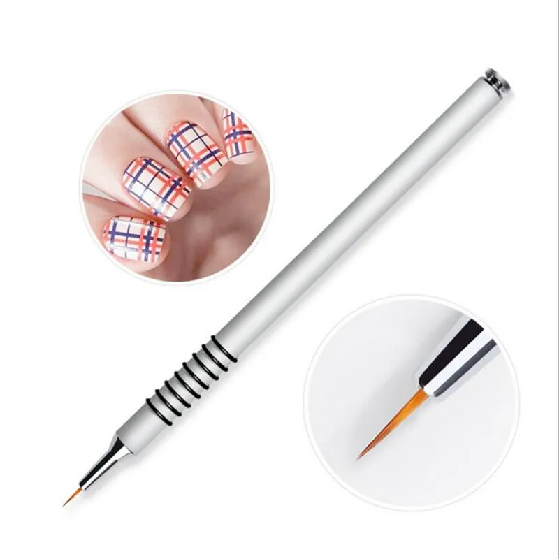7mm Nail Liner Brush Silver Handle Drawing Painting Pen Brushes