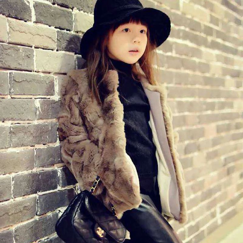 

Top quality!Princess coat 2015 Girls Fall and Winter Coat Kids Really 100% Rabbit Fur Grass Coat,Child Thick Plush Fur Coat