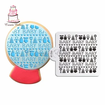

Baby Cookie/Cake Stencil Coffee Decorating Plastic Template Fondant Stencil for Macaroons Cupcake Decoration DIIY Bakcing Tools