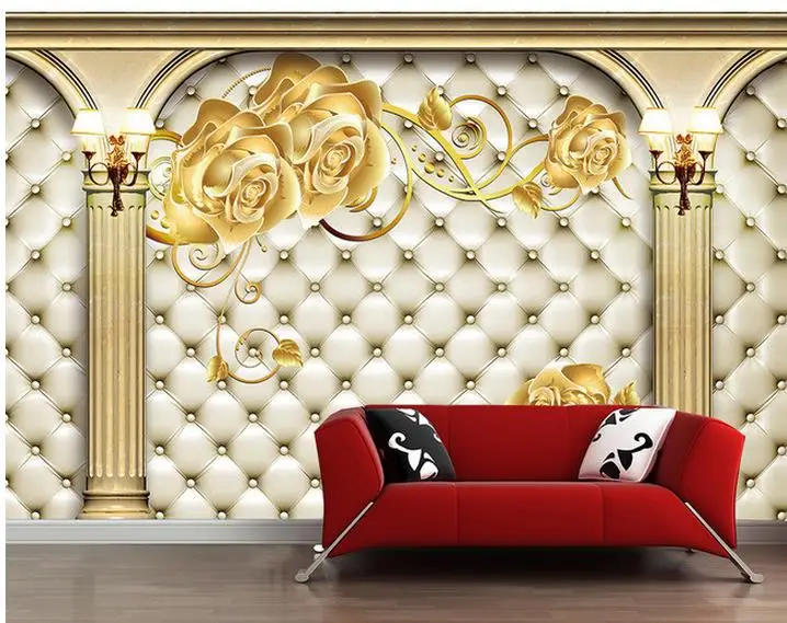 Aliexpress.com : Buy 3d wallpaper for room Roman column gold rose