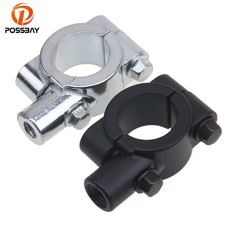 

POSSBAY 8MM 7/8" Motorcycle Handlebar Mirror Mount Clamp Motor Rear View Mirror Mount Adapter Holder Clamp Aluminum Black/Chrome