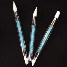 3 шт./лот небесно-голубая двойная головка Силиконовая ручка для рисования ногтей Силиконовая ручка для дизайна ногтей кисть-инструмент для маникюра