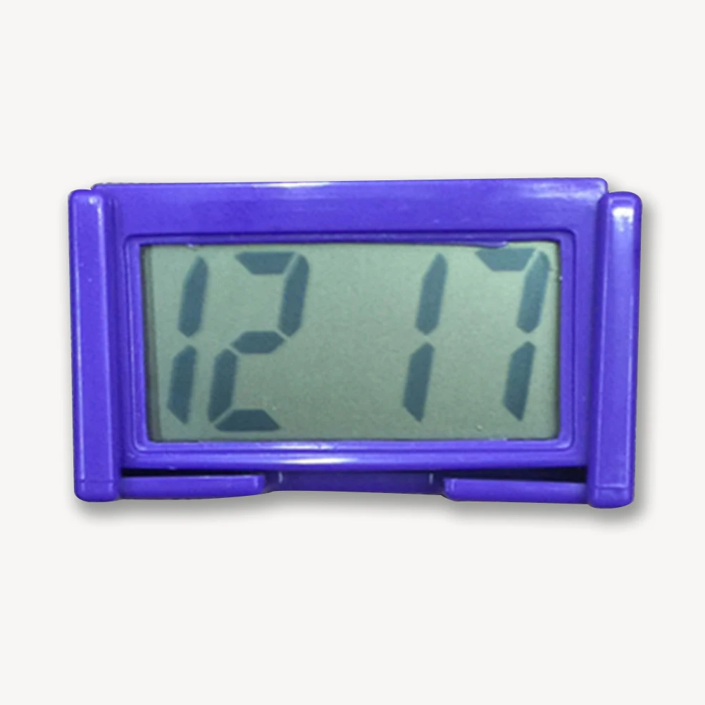 Мини цифровые электронные часы для автомобиля электронные часы ЖК-дисплей цифровой с самоклеющимся кронштейном - Цвет: Фиолетовый