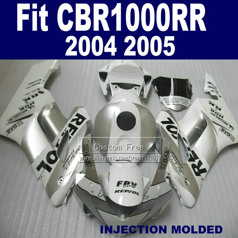 ABS пластиковые инъекции обтекателя наборы для Honda 2004 2005 CBR1000RR CBR 1000 RR 04 05 1000RR белые Обтекатели Repsol части