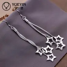 Groothandel verzilverd Dangle oorbellen voor vrouwen bruiloft sieraden Lange Oorbellen pendientes nausnice auskarai(China)
