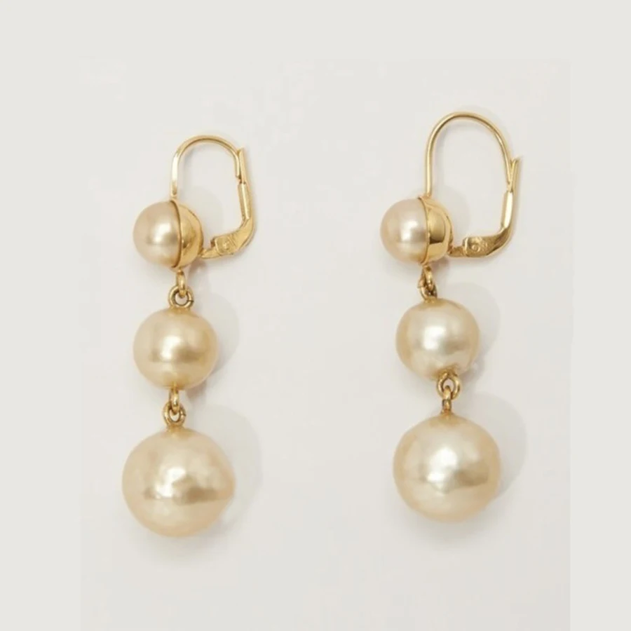 

New Designer Jewelry Fashion Long Round Pearl Earrings Gold Color Dangle Tassel Earrings For Women Luxury Elegant Brand Bijoux