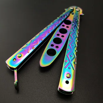 

Butterfly in Knife Colour Titanium Training Folding Knife Butterfly Not Sharp Butterfly No Edge Dull Blade Gift Knife For Friend