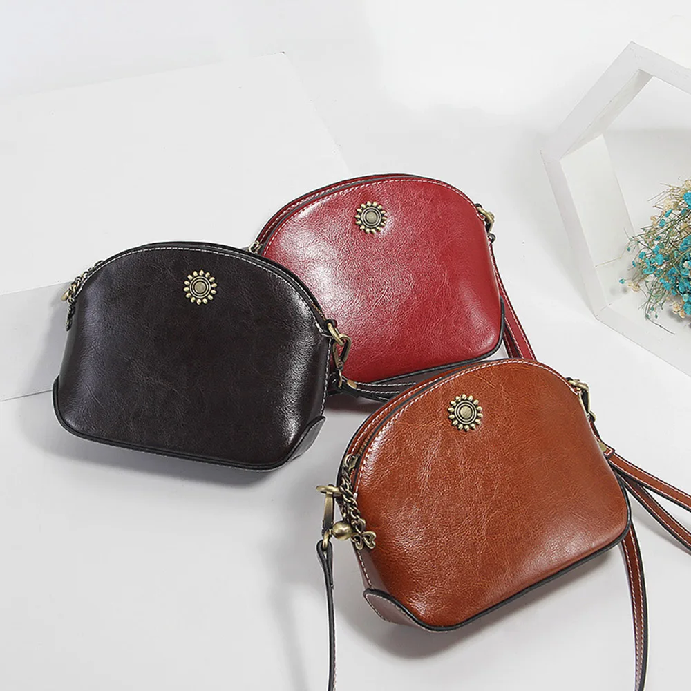 Sacs Zency En Mode Mini bourgogne Simple Messenger Main coffee Noir brown Véritable Forme Brun Bandoulière Élégant Sac À Femmes Coquillage 100 Cuir f6wfqSC
