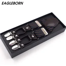 Модные подтяжки из кожаного сплава, 6 зажимы подтяжек, мужские винтажные повседневные брюки на подтяжках, ремень, подарок для папы/сына 3,5*120 см