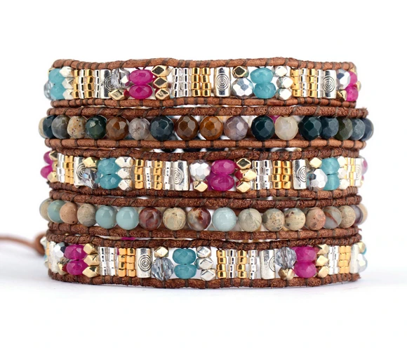 High End Mixed Naturliche Steine Ausgewahlt Glas Perlen Weben Wrap Armbander Perlen Muster Bohmischen Frauen Leder Armband Uhr Mulitlayers Boh Armband Wrap Bracelet Bracelet Beading Patternsbracelet Beads Aliexpress