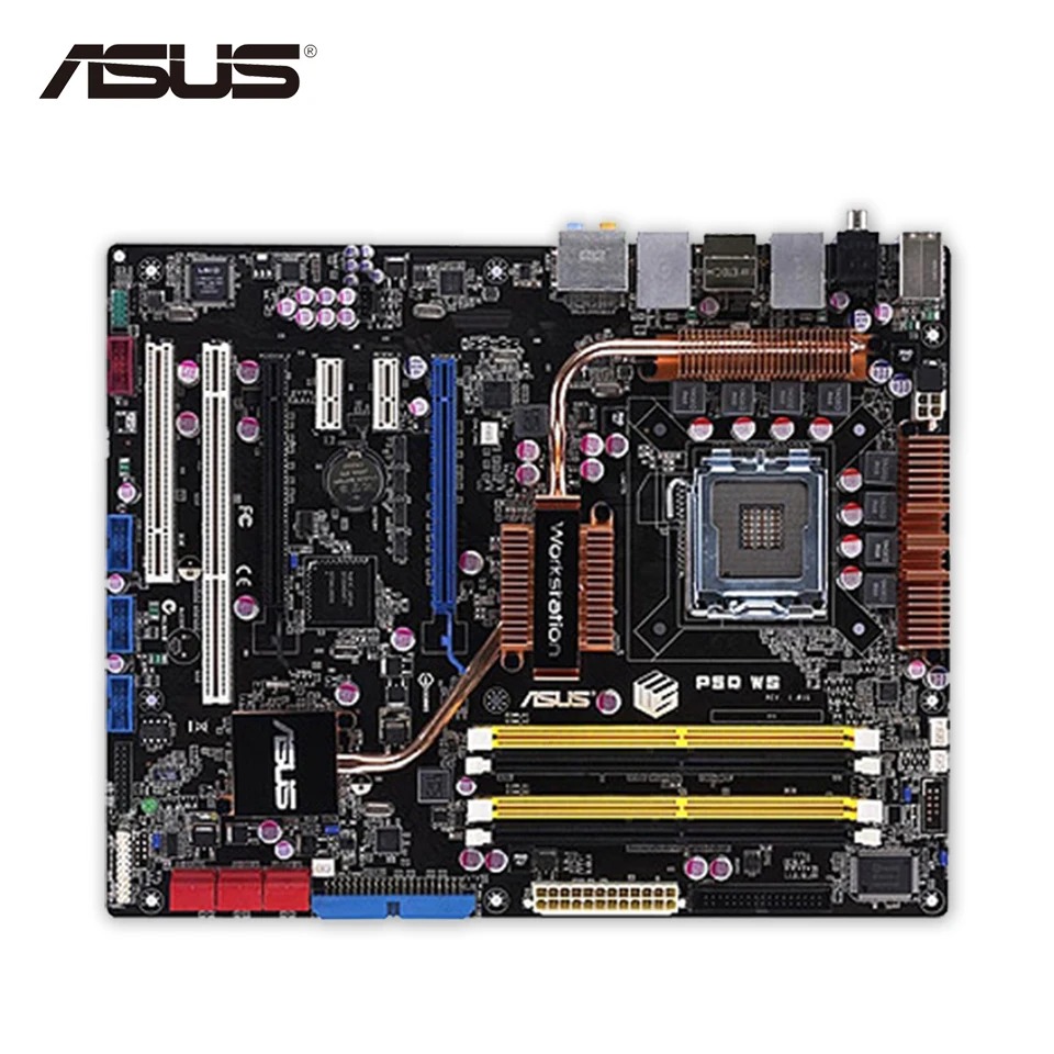 Asus P5Q WS Original Used Desktop Motherboard P45 Socket LGA 775 DDR2 8G SATA2 USB2.0 ATX asus p5kpl epu original used desktop motherboard p5kpl g31 socket lga 775 ddr2 atx on sale