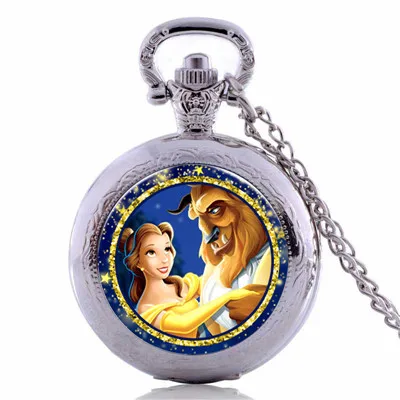 Косплей Фильм Красавица и Чудовище карманные часы ожерелье аналоговые ювелирные изделия цепь для мальчиков и девочек