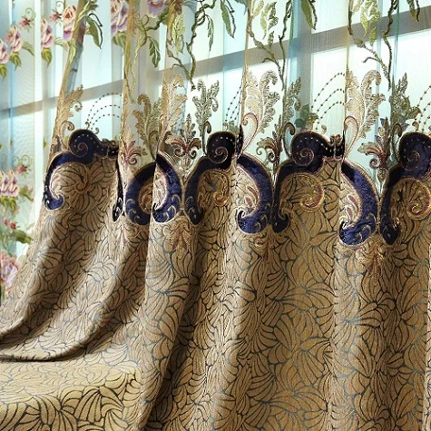 Красивые цветы Тюль роскошное вышитое украшение в виде подзора занавеска для гостиной спальни оконные шторы занавеси - Цвет: Curtain