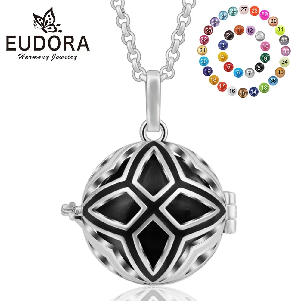 

Eudora 20mm Harmony Bola Ball Necklace Fantasy Four-corner Petals Locket Cage Pendant fit Inner Ball Pregnancy Jewelry K216N20
